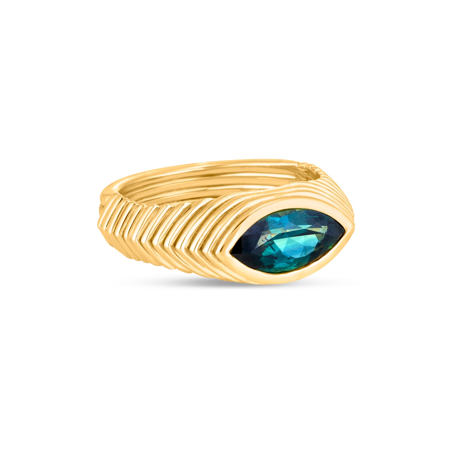 Contessa Blue Teal Sapphire Pinkie Ring