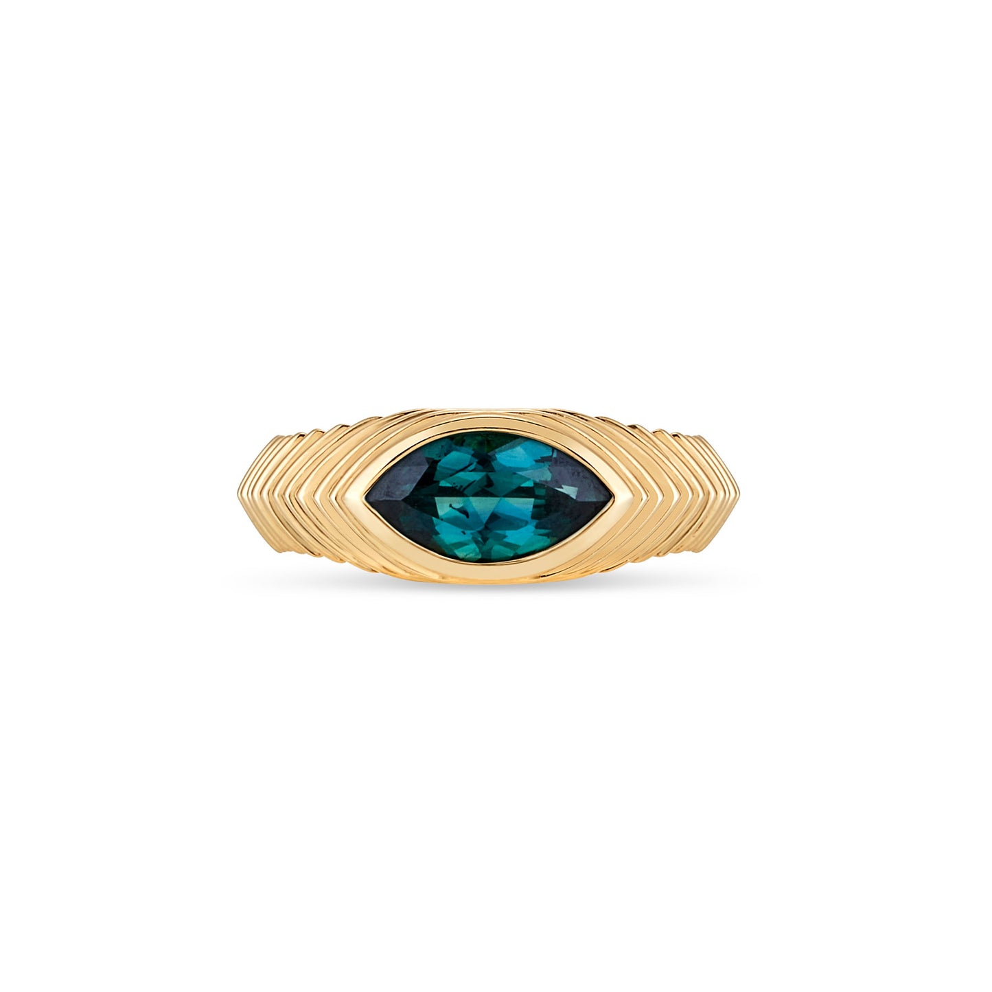 Contessa Blue Teal Sapphire Pinkie Ring