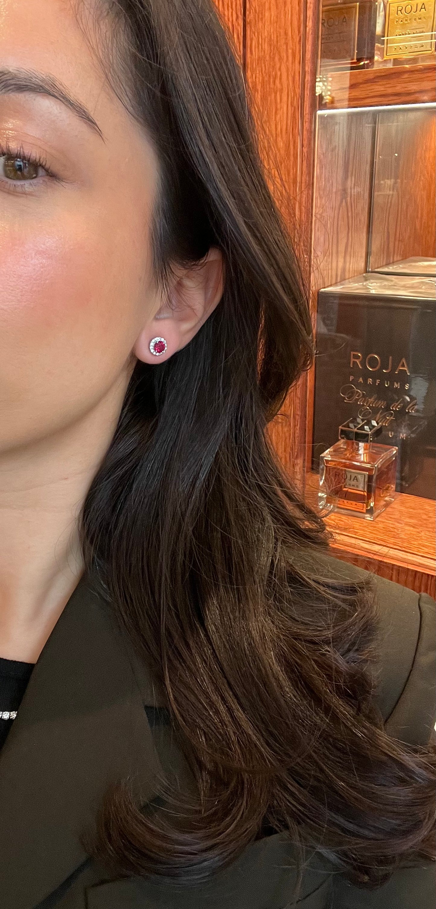 VITTORIA RUBY HALO DIAMOND STUDS