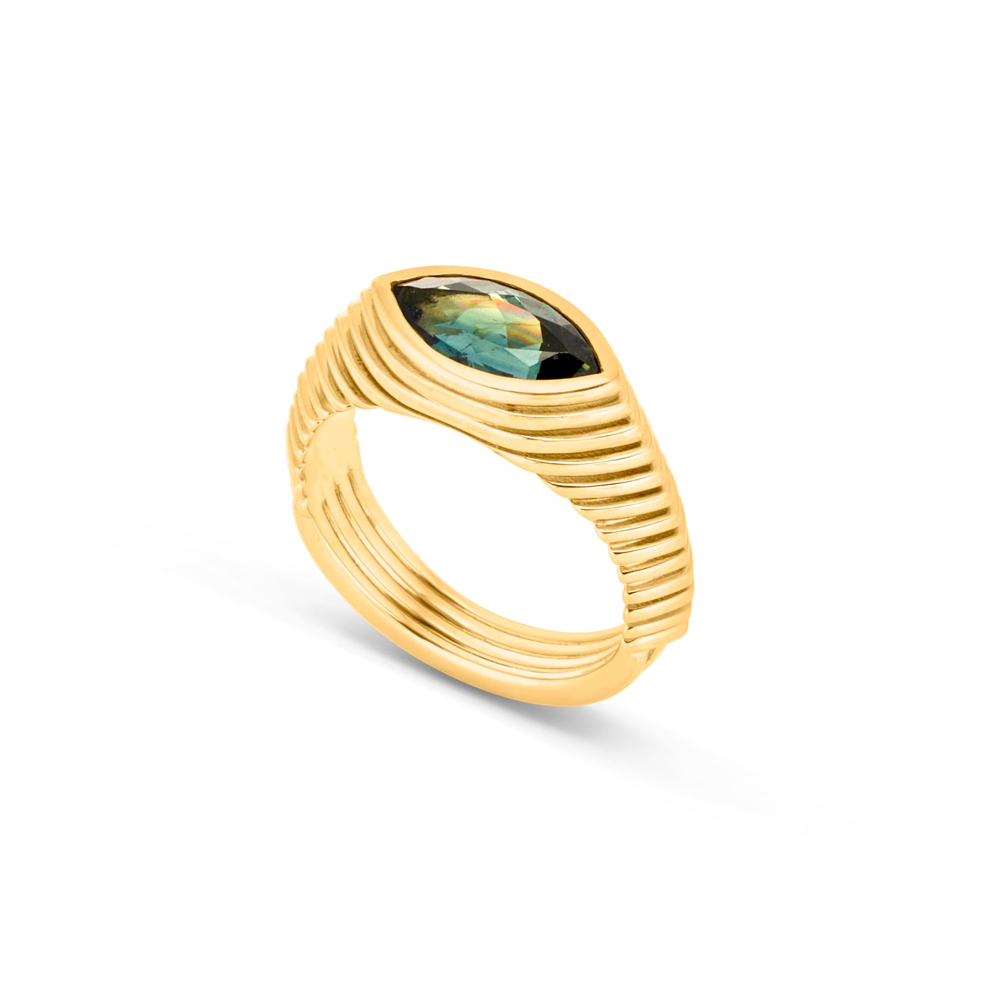 Contessa Blue Teal Sapphire Pinkie Ring