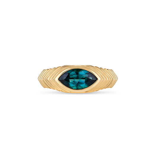 Contessa Blue Teal Sapphire Pinkie Ring