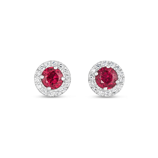 VITTORIA RUBY HALO DIAMOND STUDS