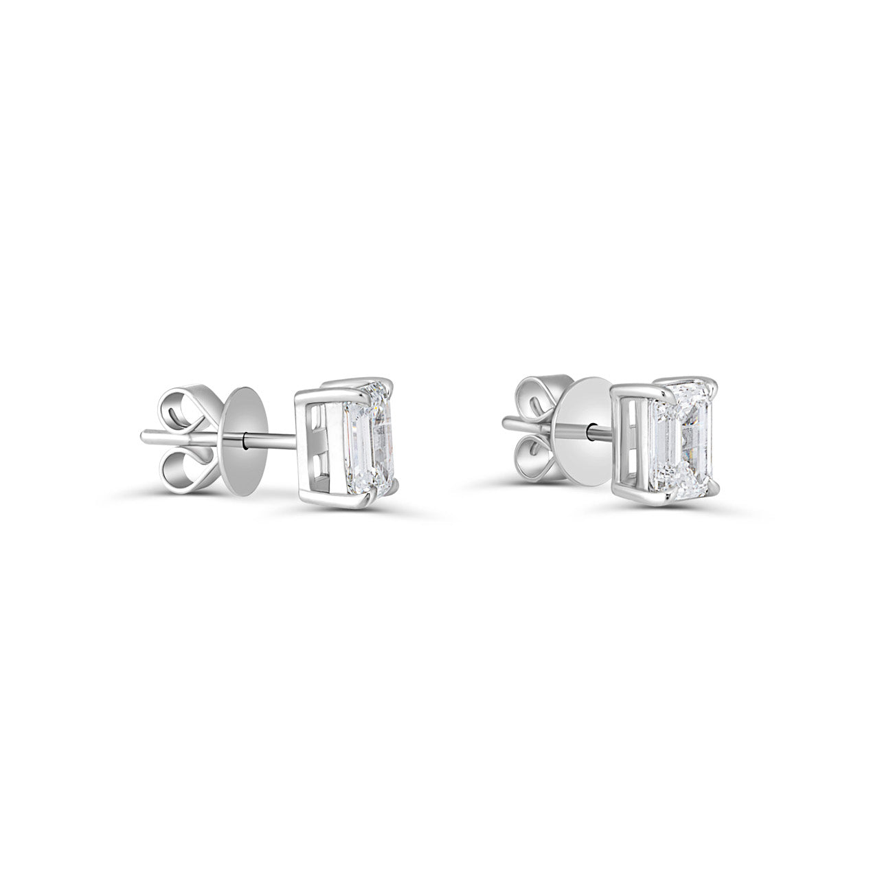 FORMA EMERALD CUT DIAMOND STUDS