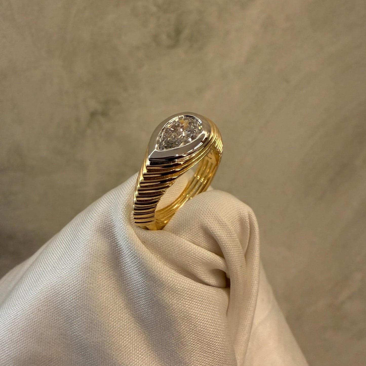 Contessa Pear Diamond Pinkie Ring