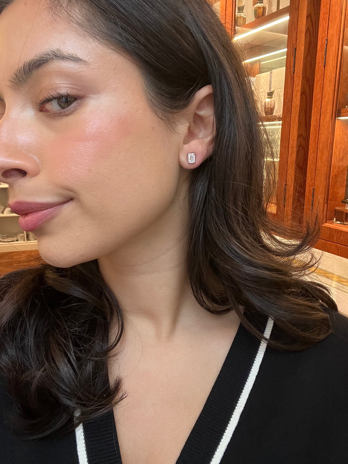 FORMA EMERALD CUT DIAMOND STUDS