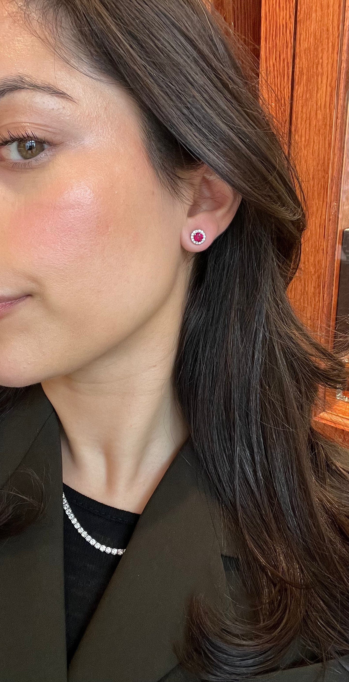 VITTORIA RUBY HALO DIAMOND STUDS
