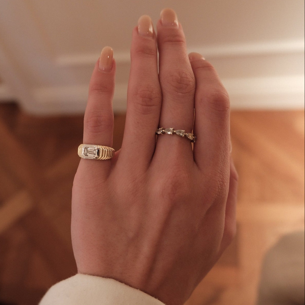 Contessa Emerald Cut Diamond Pinkie Ring