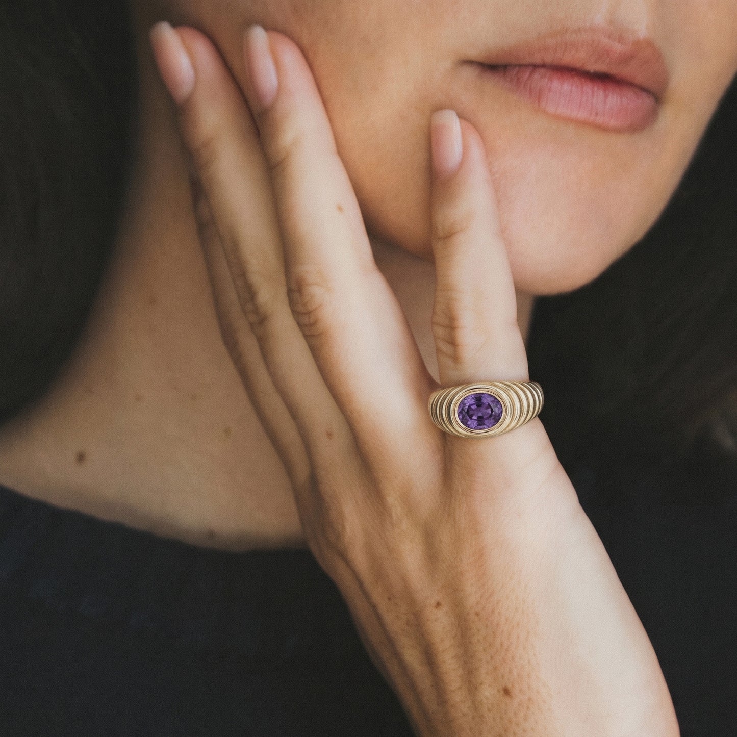 Contessa Purple Spinel Pinkie Ring