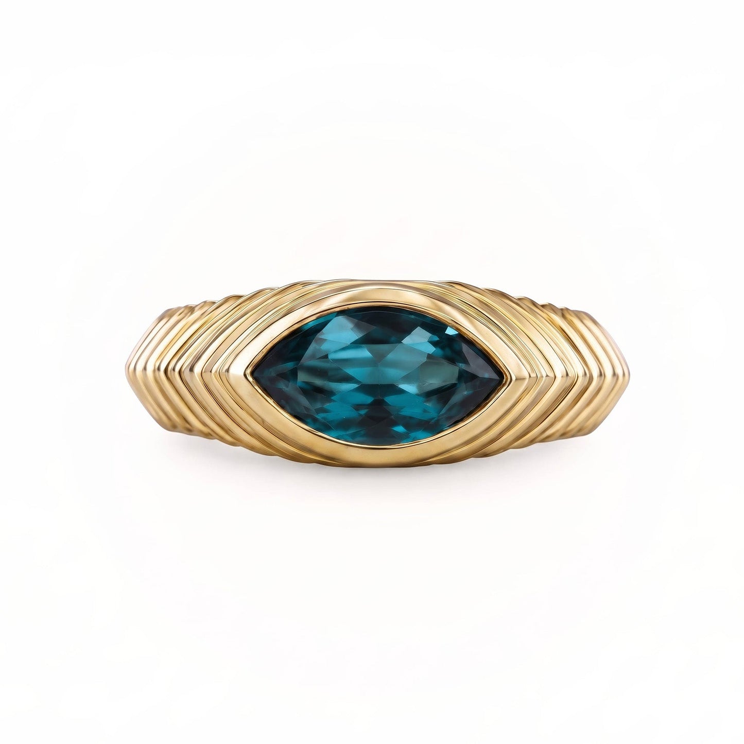 Contessa Blue Teal Sapphire Pinkie Ring