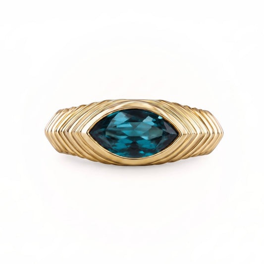 Contessa Blue Teal Sapphire Pinkie Ring