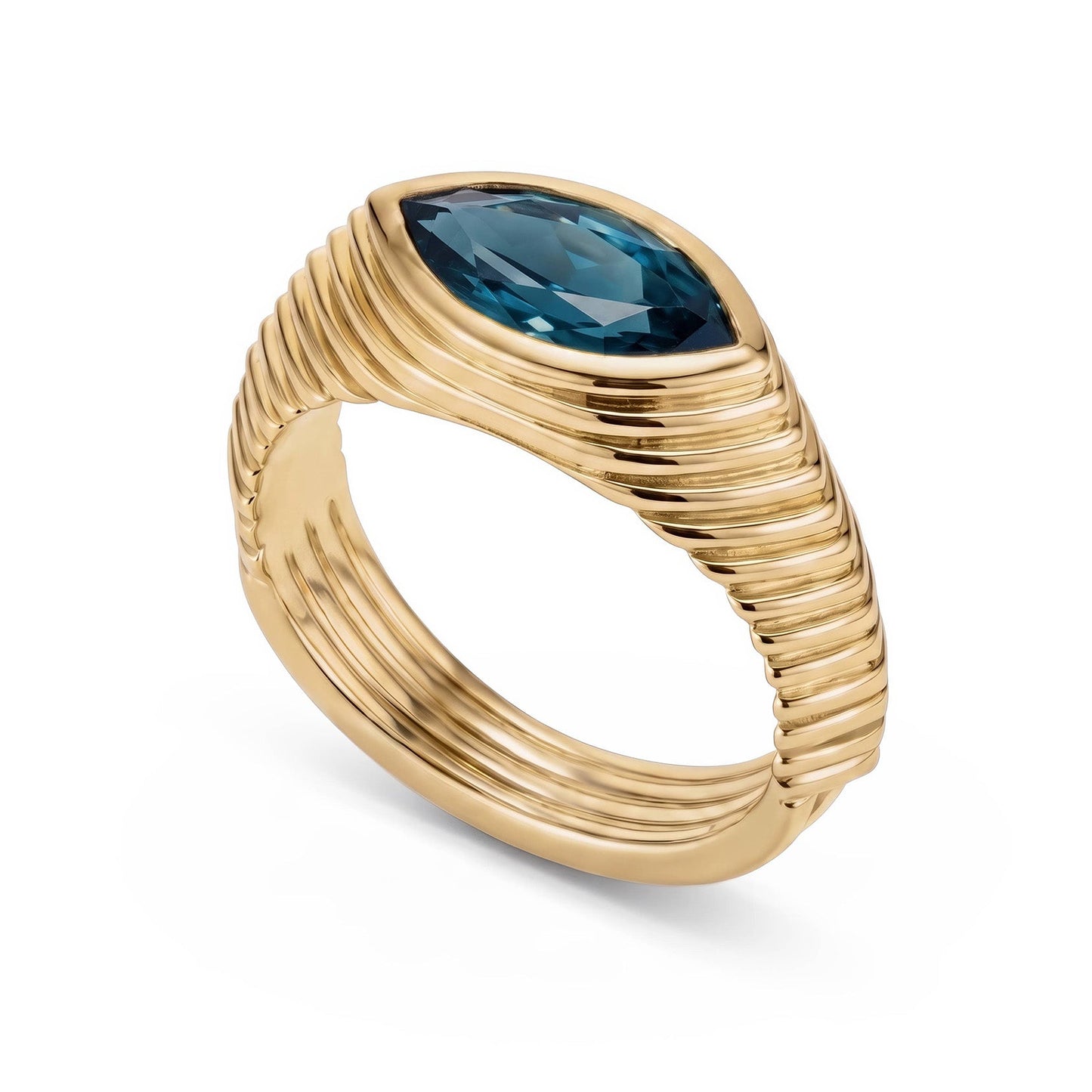 Contessa Blue Teal Sapphire Pinkie Ring