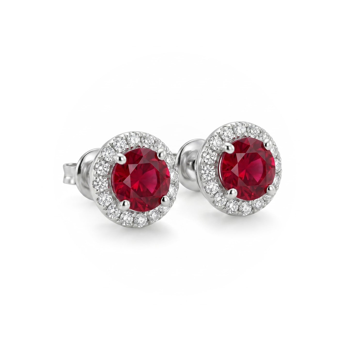 VITTORIA RUBY HALO DIAMOND STUDS