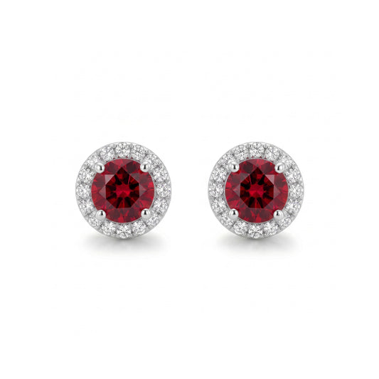 VITTORIA RUBY HALO DIAMOND STUDS