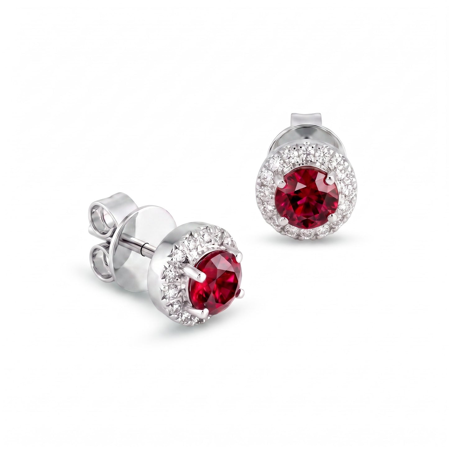 VITTORIA RUBY HALO DIAMOND STUDS